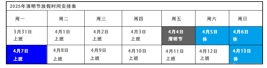 2025年清明节放假通知